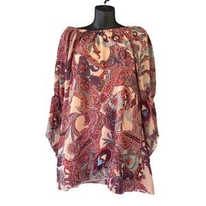 Paisley Off The Shoulder Bohemian Fairy Tunic Blouse